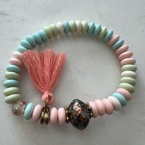 Pastel Beaded Bracelet with Tassel